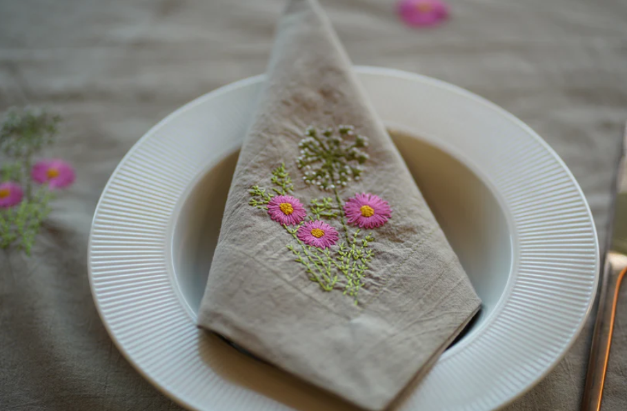 wildflower embroidered napkins