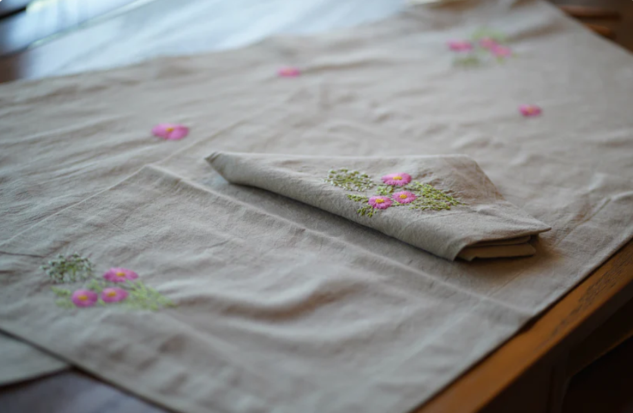 wildflower embroidered napkins