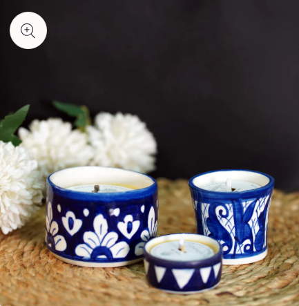 Blue Pottery Scented Candles