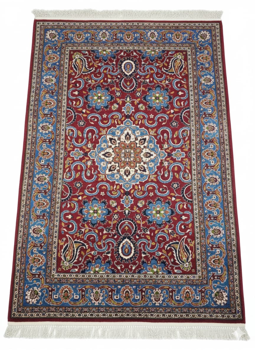 The Crimson Garden: Hand-Knotted Floral Ghalī