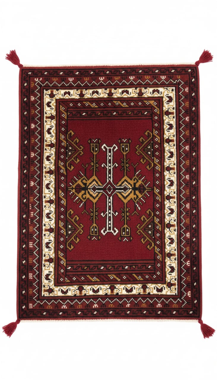 Traditional Tribal Cross Motif Hand-Woven Mat